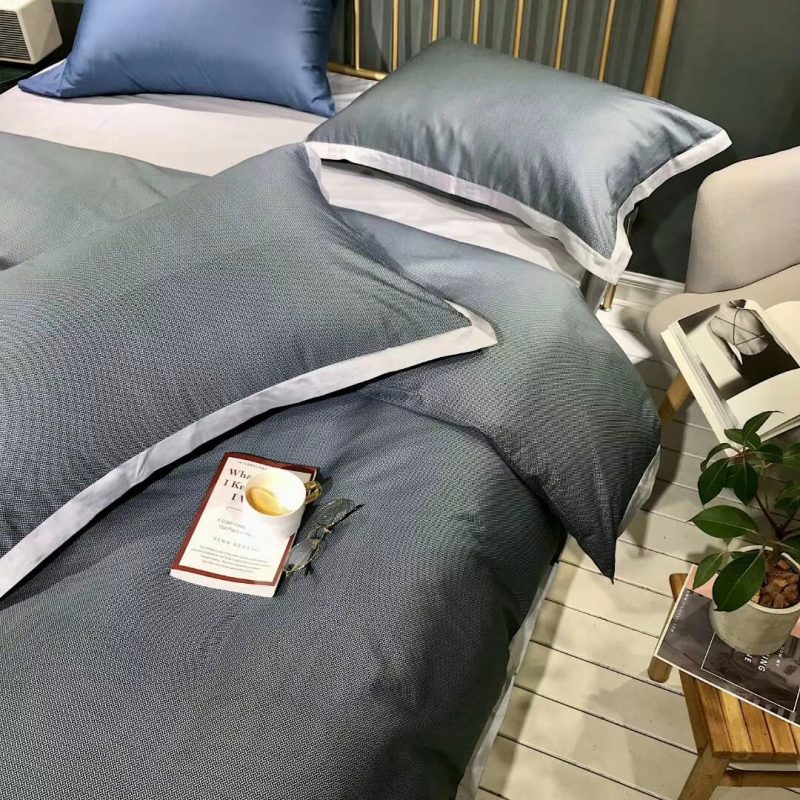 春夏新品60s肌理长绒棉四件套雪雁奶奶灰