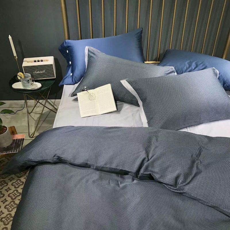 春夏新品60s肌理长绒棉四件套雪雁奶奶灰
