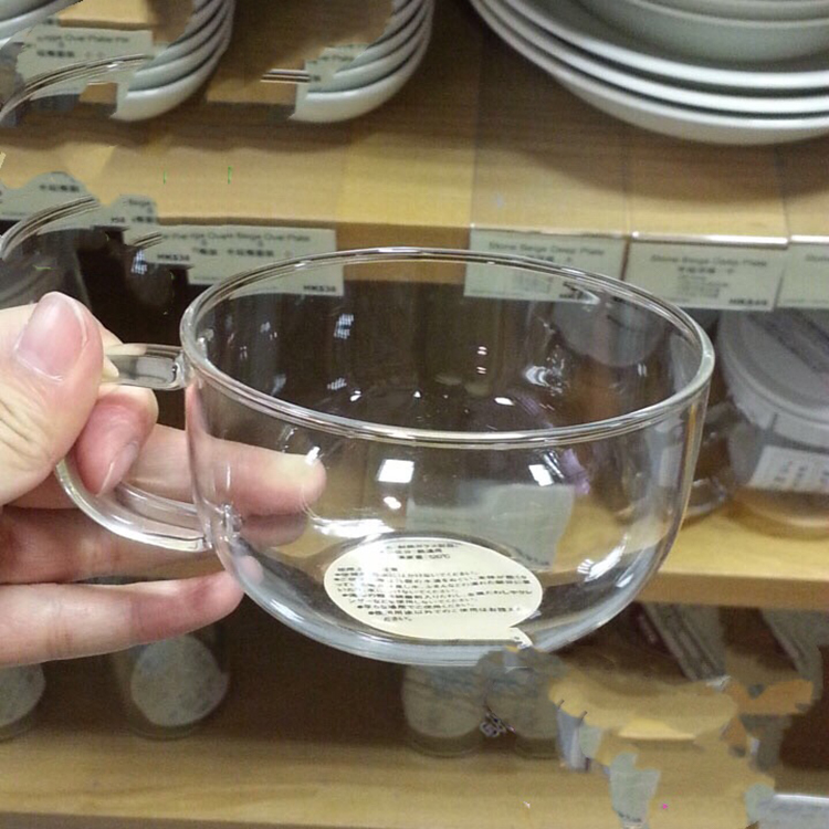 无印耐热玻璃茶杯 高硼硅玻璃耐热 杯碟另配